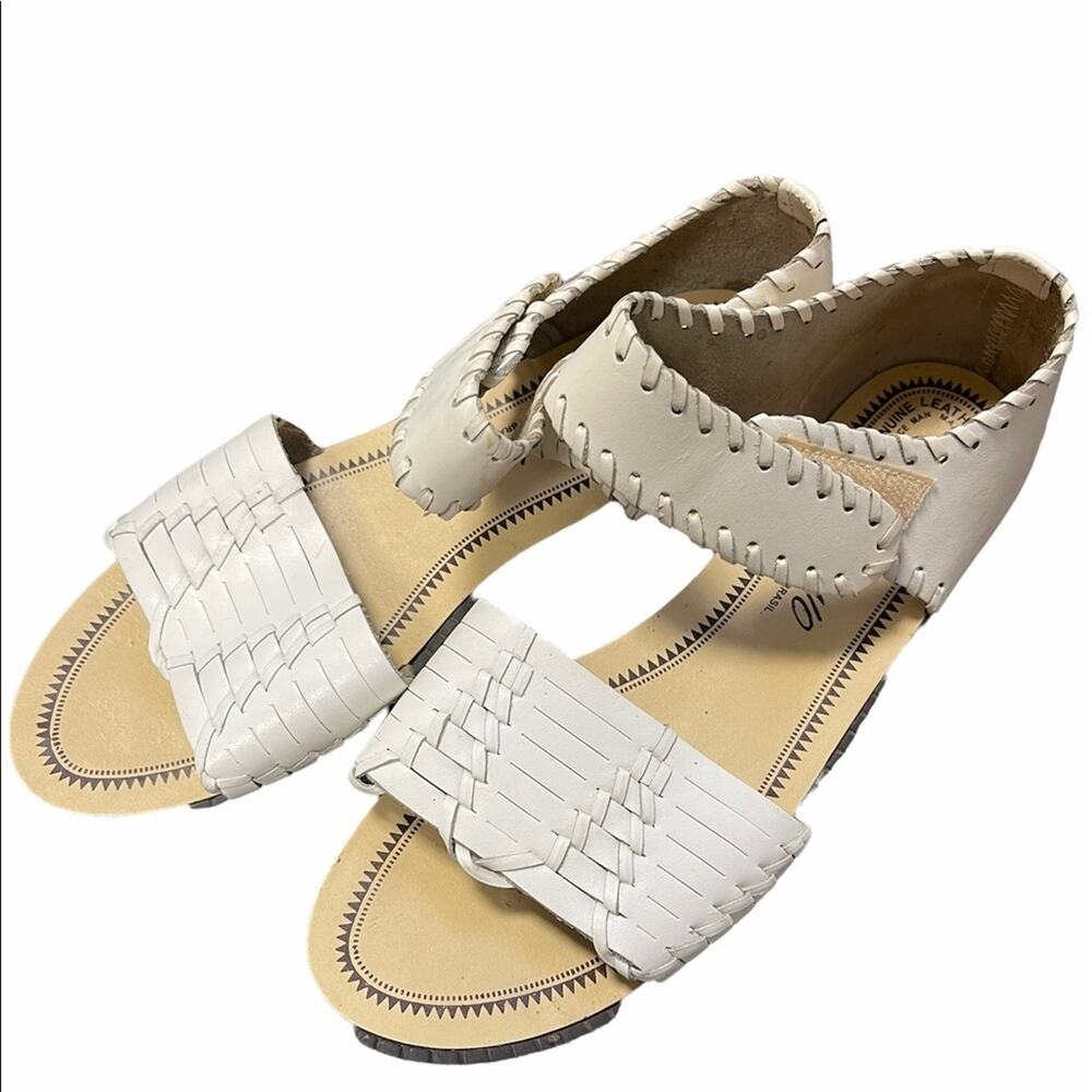 Romano Made in Brazil White Braided Leather Sandal
